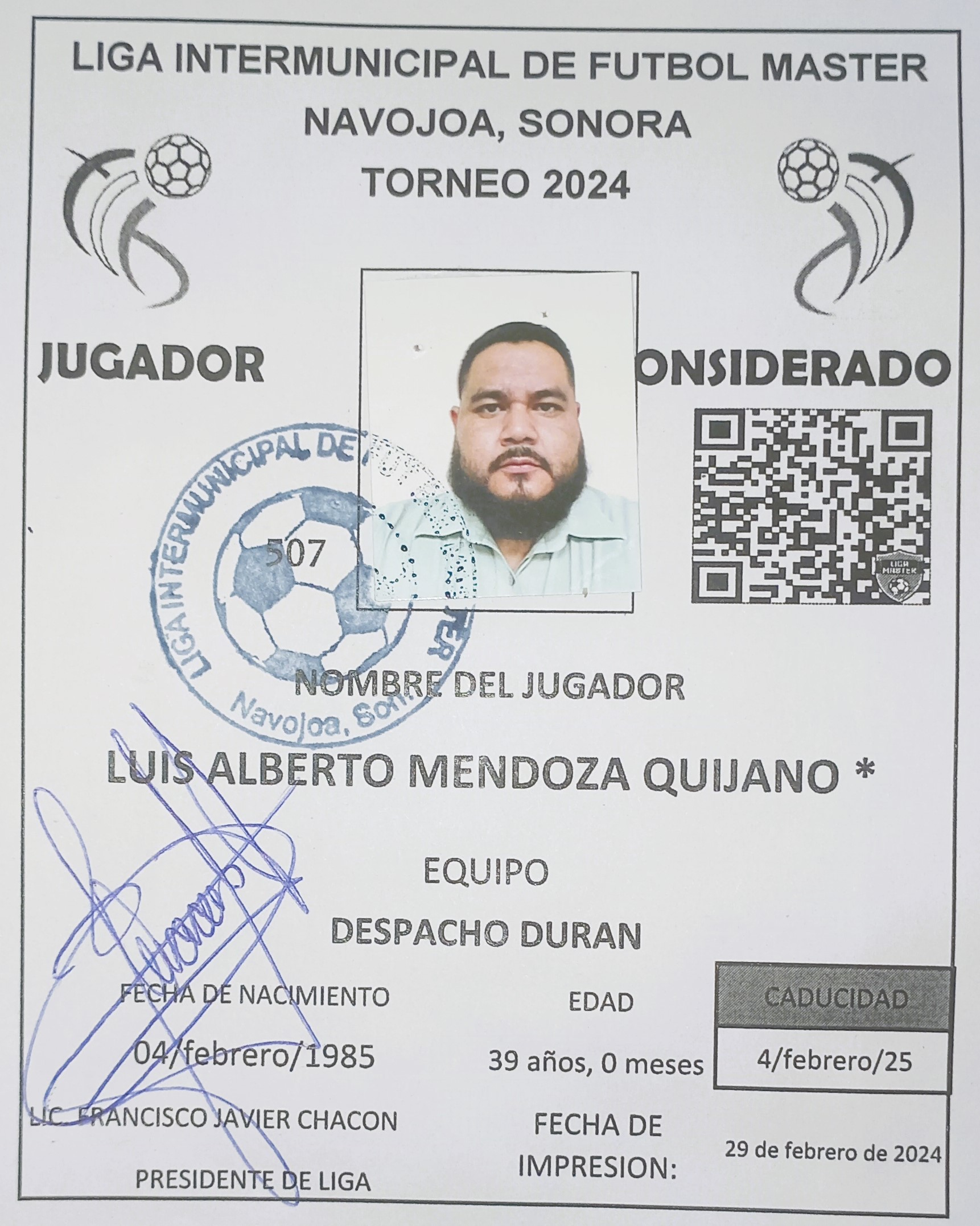 Foto de LUIS ALBERTO MENDOZA QUIJANO *