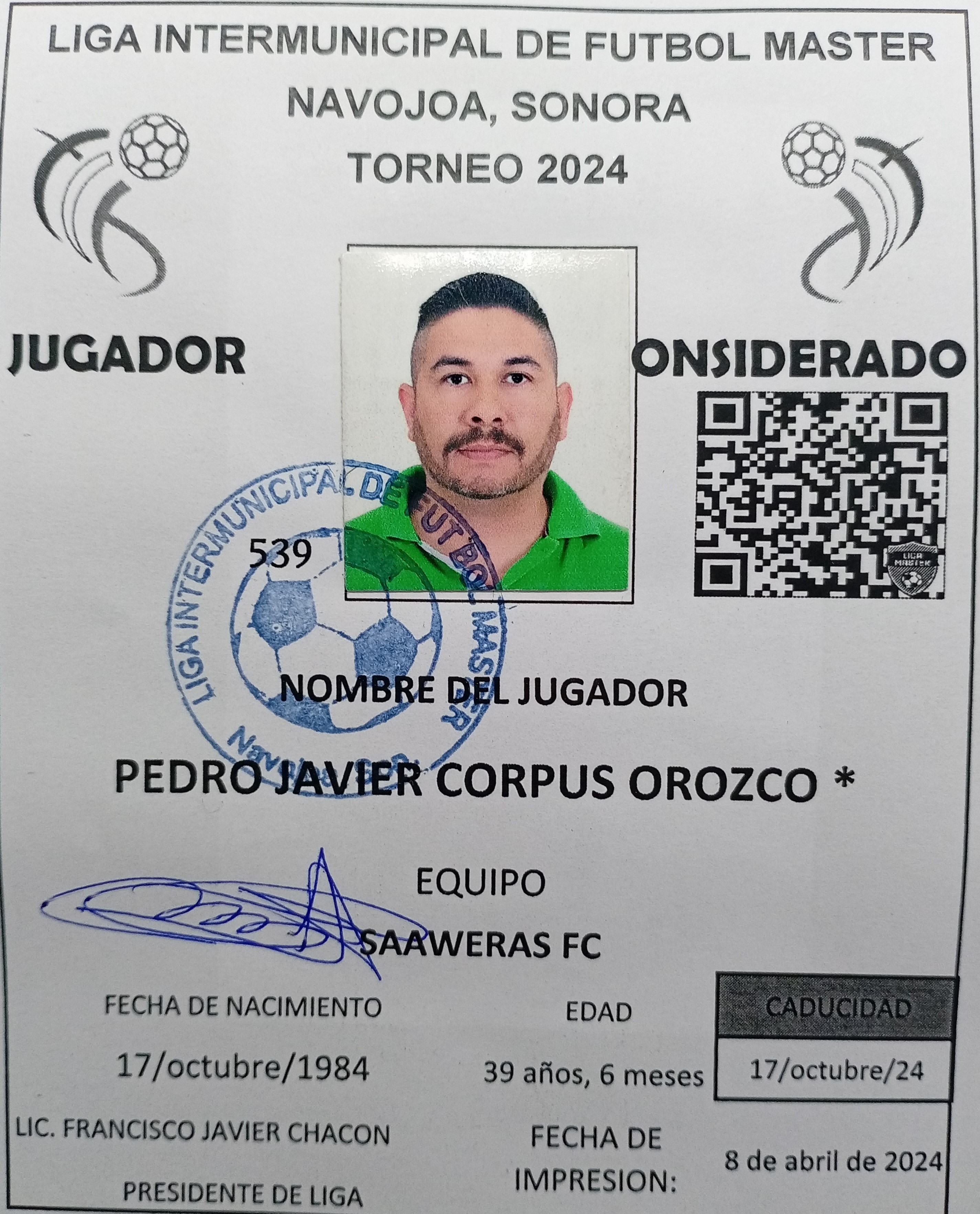 Foto de PEDRO JAVIER CORPUS OROZCO