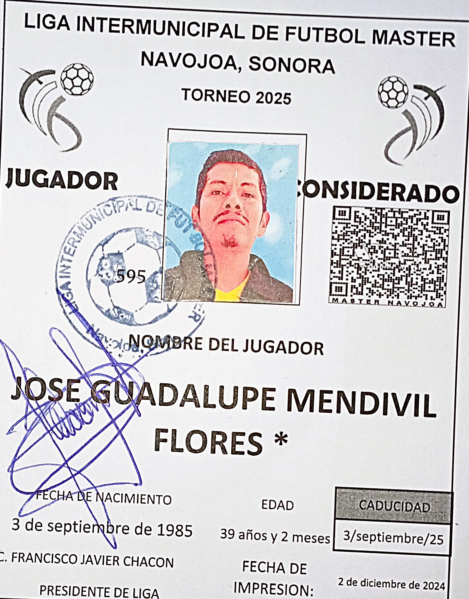 Foto de JOSE GUADALUPE MENDIVIL FLORES *