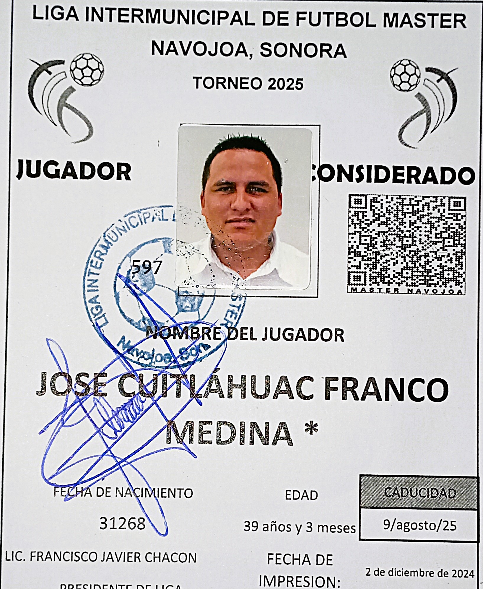 Foto de JOSE CUITLÁHUAC FRANCO MEDINA *