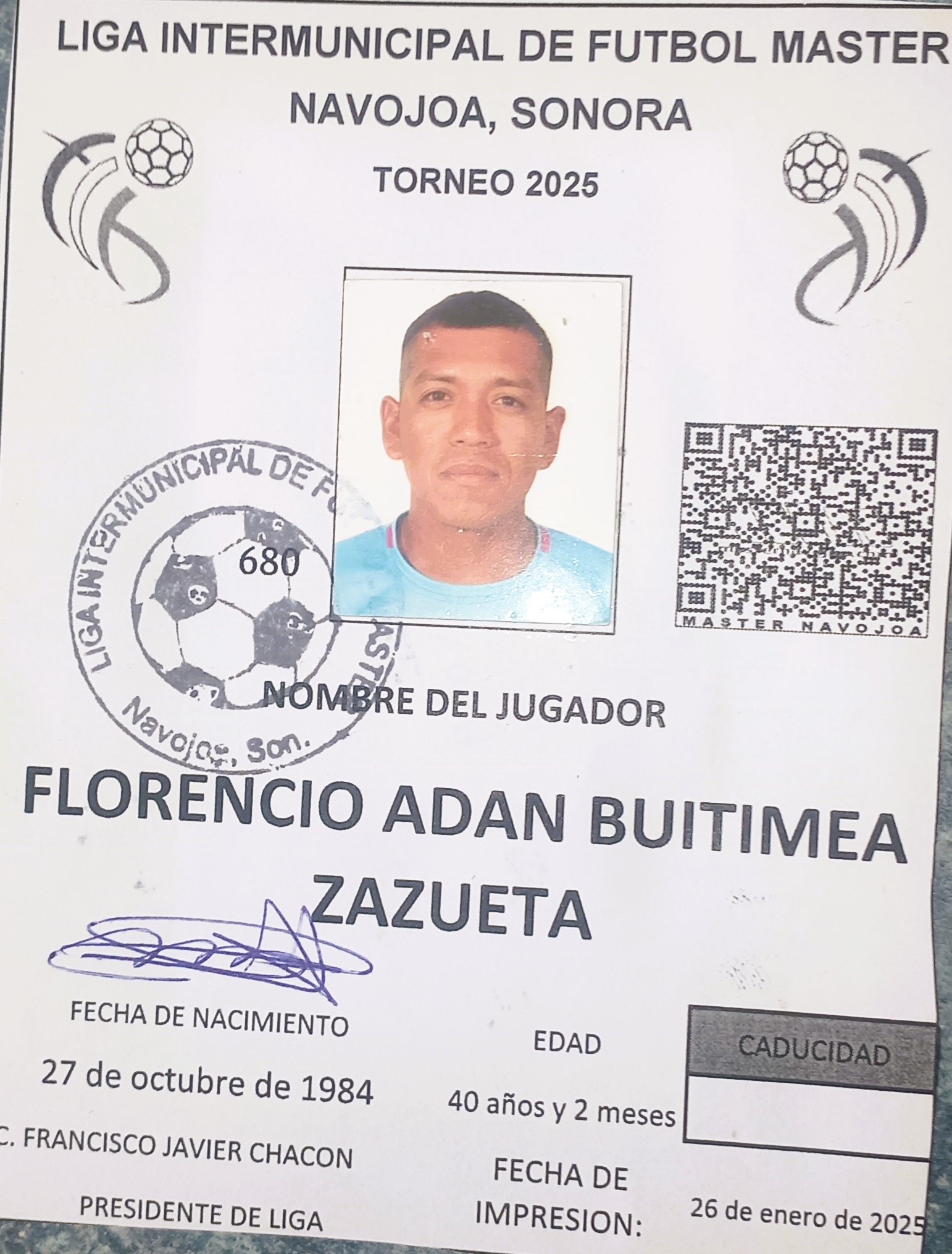 Foto de FLORENCIO ADAN BUITIMEA ZAZUETA