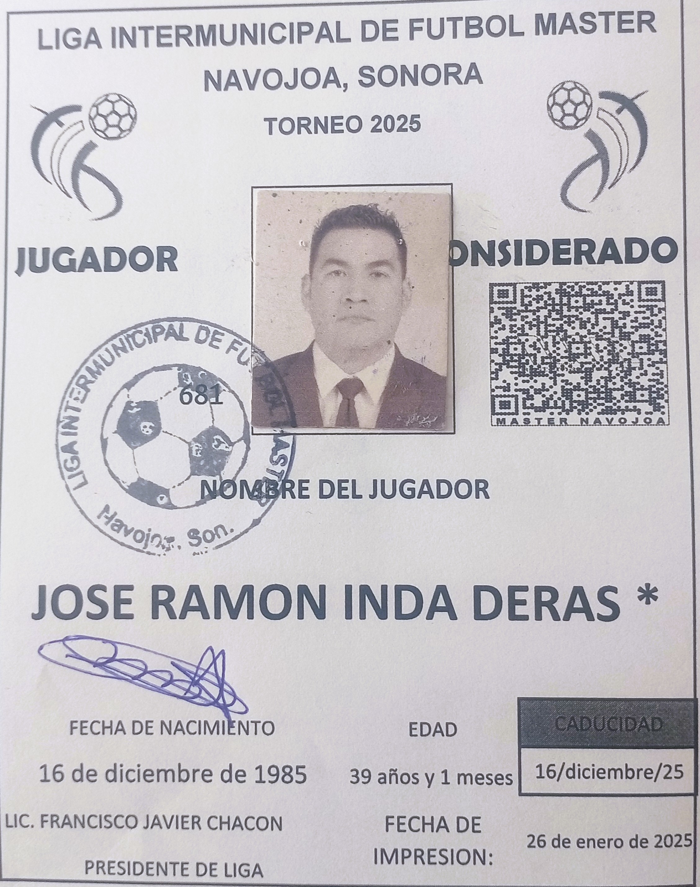 Foto de JOSE RAMON INDA DERAS *