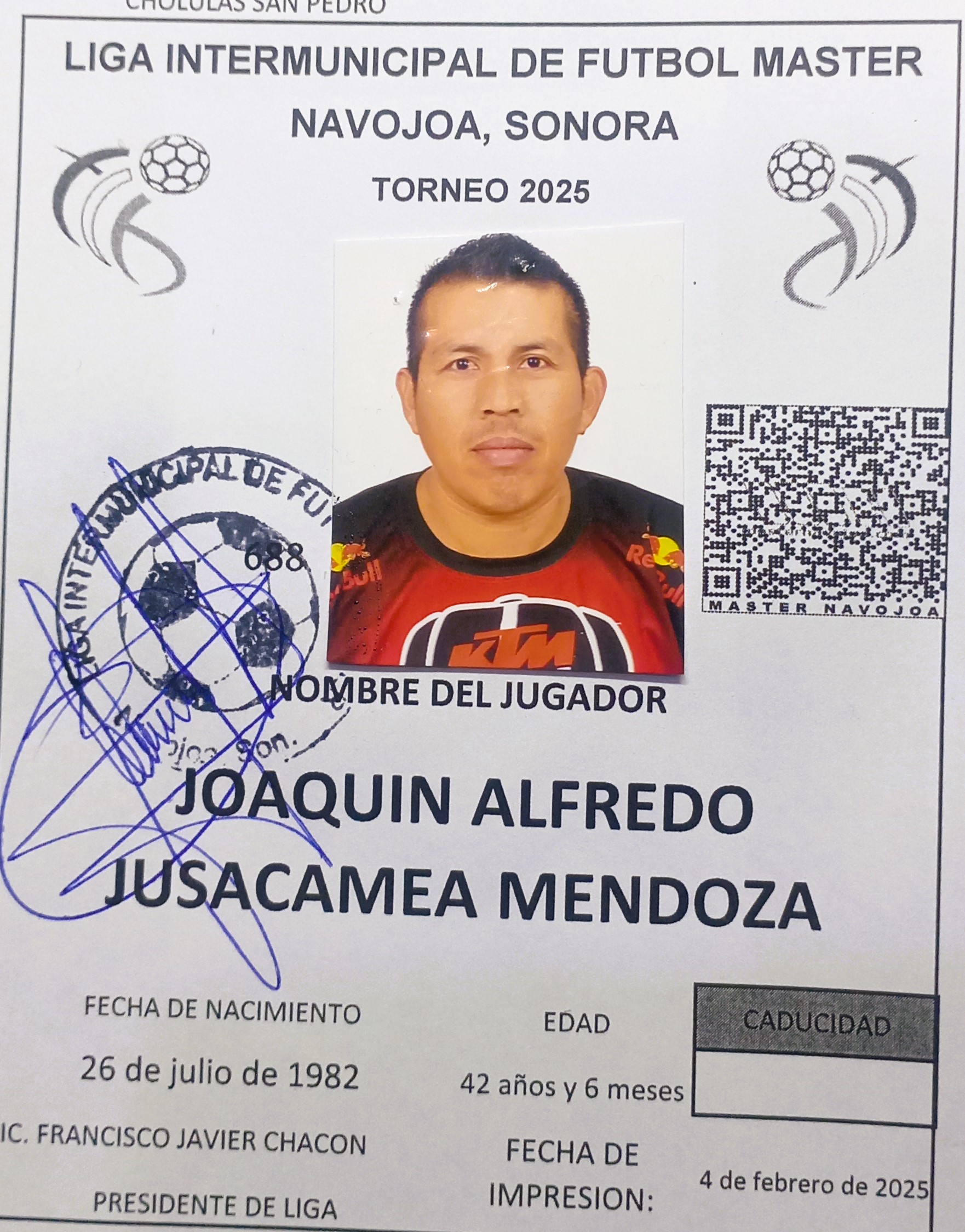 Foto de JOAQUIN ALFREDO JUSACAMEA MENDOZA 