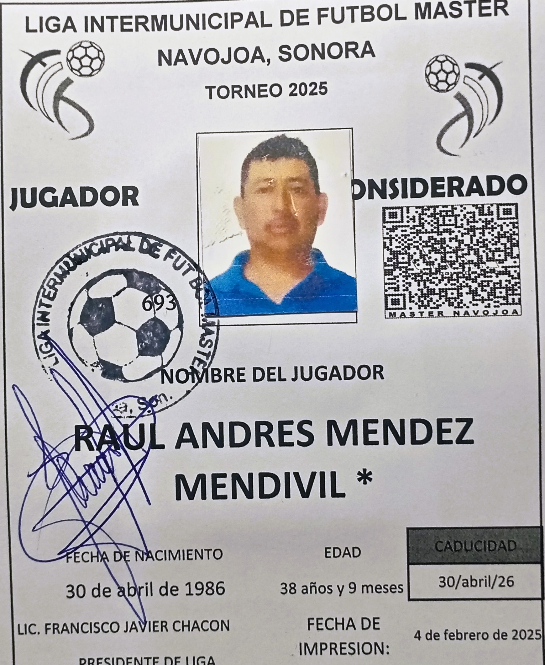 Foto de RAUL ANDRES MENDEZ MENDIVIL *